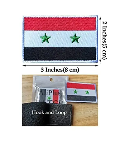 2 PCS AliPlus Syrian Flag Patches Embroidered Tactical Military Morale Patch Applique Fastener Hook and Loop - 3
