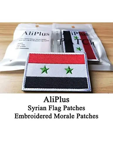 2 PCS AliPlus Syrian Flag Patches Embroidered Tactical Military Morale Patch Applique Fastener Hook and Loop - ALIPLUS (1)