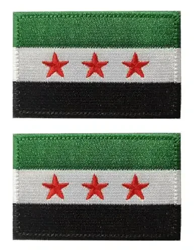 2 PCS AliPlus Syrian Flag Patches Embroidered Tactical Military Morale Patch Applique Fastener Hook and Loop(Syrian New Flag) - ALIPLUS