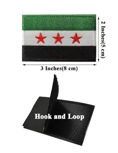 2 PCS AliPlus Syrian Flag Patches Embroidered Tactical Military Morale Patch Applique Fastener Hook and Loop(Syrian New Flag) - 2