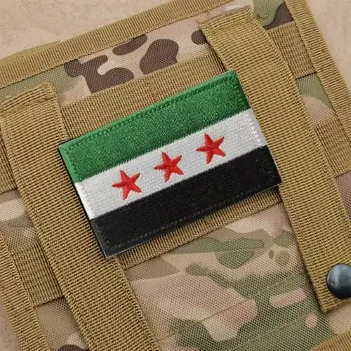 2 PCS AliPlus Syrian Flag Patches Embroidered Tactical Military Morale Patch Applique Fastener Hook and Loop(Syrian New Flag) - 5