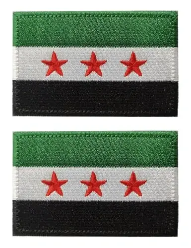 2 PCS AliPlus Syrian Flag Patches Embroidered Tactical Military Morale Patch Applique Fastener Hook and Loop(Syrian New Flag) 