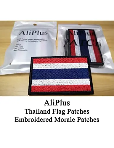 2 PCS AliPlus Thailand Flag Patches Embroidered Tactical Military Morale Patch Applique Fastener Hook and Loop - 2