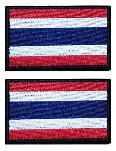 2 PCS AliPlus Thailand Flag Patches Kashtado'z qilingan taktik harbiy axloqiy yamoq Applique Fastener Hook and Loop 
