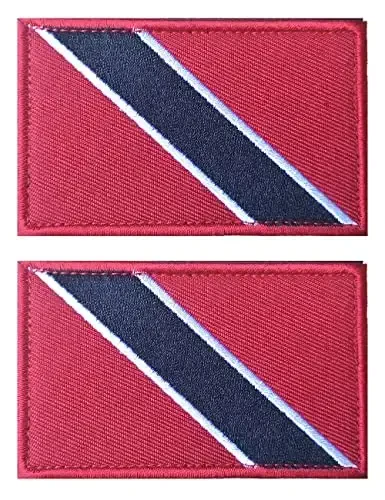 2 PCS AliPlus Trinidad and Tobago Flag Patches Embroidered Tactical Military Morale Patch Applique Fastener Hook and Loop - 1