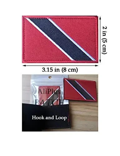 2 PCS AliPlus Trinidad and Tobago Flag Patches Embroidered Tactical Military Morale Patch Applique Fastener Hook and Loop - 3