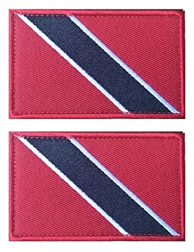 2 PCS AliPlus Trinidad and Tobago Flag Patches Embroidered Tactical Military Morale Patch Applique Fastener Hook and Loop - 1