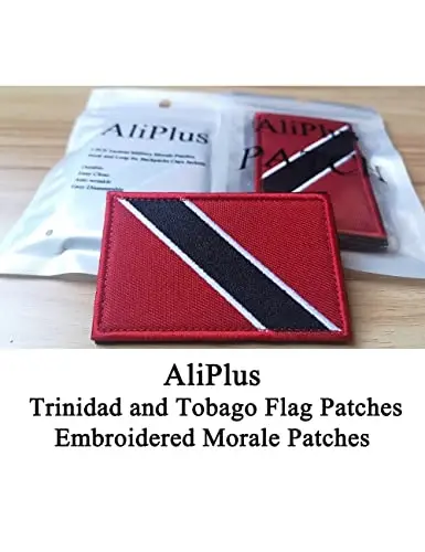 2 PCS AliPlus Trinidad va Tobago bayroqlari yamalari Kashta tikilgan taktik harbiy axloq yamog'i Applique Fastener Hook and Loop - 2