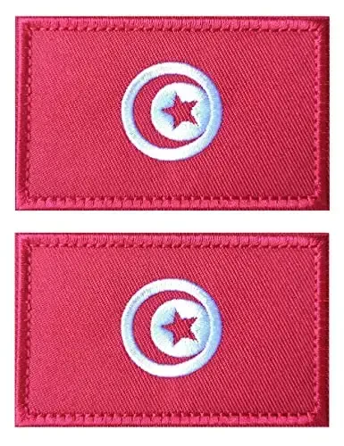 2 PCS AliPlus Tunisia Flag Patches Embroidered Tactical Military Morale Patch Applique Fastener Hook and Loop - 10