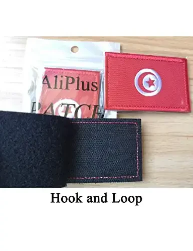 2 PCS AliPlus Tunisia Flag Patches Embroidered Tactical Military Morale Patch Applique Fastener Hook and Loop - 5