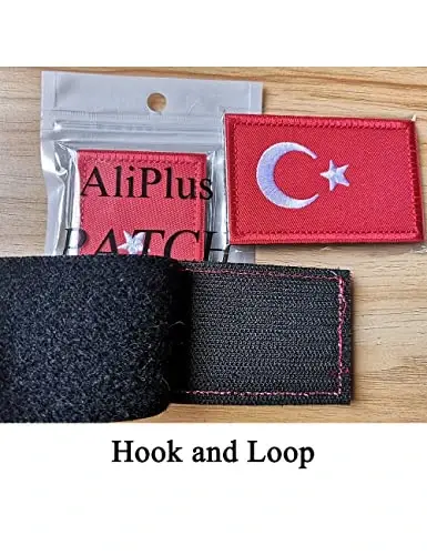 2 PCS AliPlus Türkiye Turkey Flag Patches Embroidered Tactical Military Morale Patch Applique Fastener Hook and Loop - 5