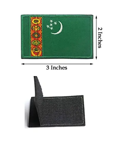 2 PCS AliPlus Turkmaniston Bayroqli Yamalar Kashtado'zlik Taktik Harbiy Ruhiy Yamoq Applikatsiya Biriktiruvchi Ilgak va Halqa - ALIPLUS (1)