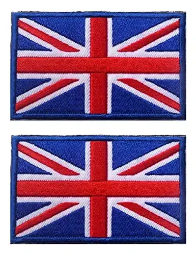 2 PCS AliPlus UK United Kingdom Flag Patches Embroidered Tactical Military Morale Patch Applique Fastener Hook and Loop - ALIPLUS
