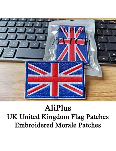 2 PCS AliPlus UK United Kingdom Flag Patches Embroidered Tactical Military Morale Patch Applique Fastener Hook and Loop - 2