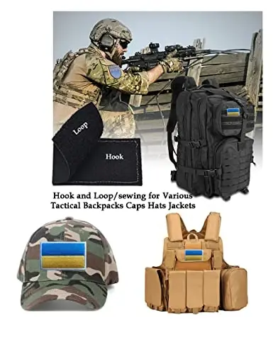 2 PCS AliPlus Ukraine Flag Patches Embroidered Tactical Military Morale Patch Applique Fastener Hook and Loop - 4