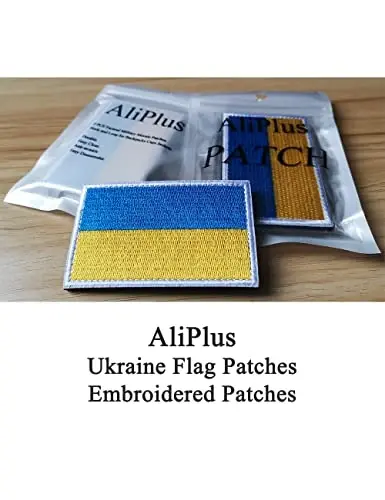 2 PCS AliPlus Ukraine Flag Patches Embroidered Tactical Military Morale Patch Applique Fastener Hook and Loop - 2