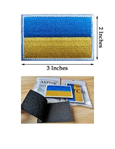 2 PCS AliPlus Ukraine Flag Patches Embroidered Tactical Military Morale Patch Applique Fastener Hook and Loop - 3