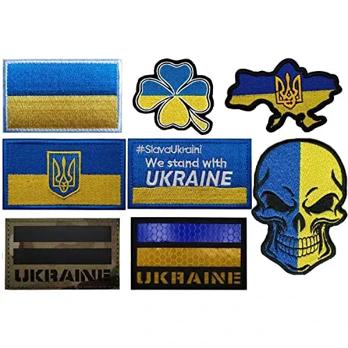2 PCS AliPlus Ukraine Flag Patches Kashtado'z qilingan taktik harbiy axloq yorlig'i Applique Fastener Hook and Loop - 6