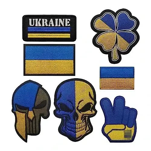 2 PCS AliPlus Ukraine Flag Patches Ukraine Shield Patches Embroidered Patch Morale Patch Applique Fastener Hook and Loop(Emblem Red Black) - 4