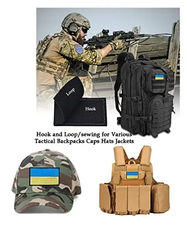 2 PCS AliPlus Ukraine Flag Patches Ukrainian Patches Embroidered Patch Morale Patch Applique Fastener Hook and Loop(Flag Black Border) - 4