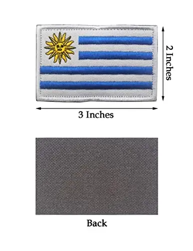 2 PCS AliPlus Uruguay Flag Patches Embroidered Tactical Military Morale Patch Applique Fastener Hook and Loop - 2