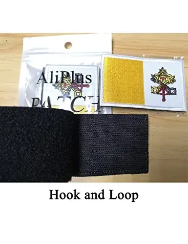 2 PCS AliPlus Vatican Flag Patches Embroidered Tactical Military Morale Patch Applique Fastener Hook and Loop - 5
