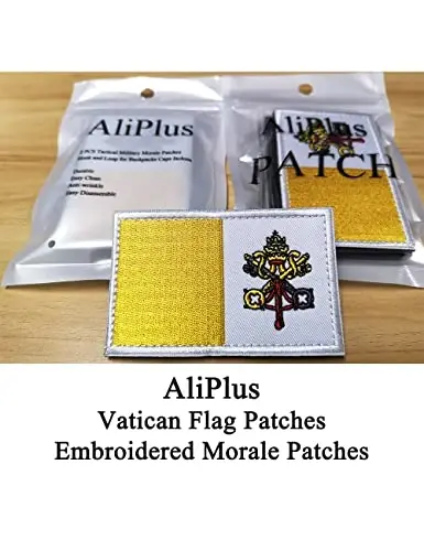 2 PCS AliPlus Vatican Flag Patches kashtado'z qilingan taktik harbiy axloqiy yamoq Applique Fastener Hook and Loop - 2