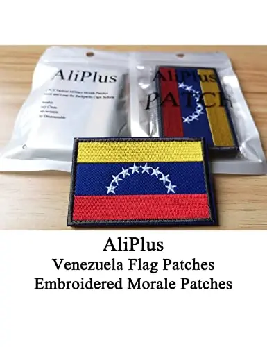 2 PCS AliPlus Venezuela Flag Patches Embroidered Tactical Military Morale Patch Applique Fastener Hook and Loop - 2