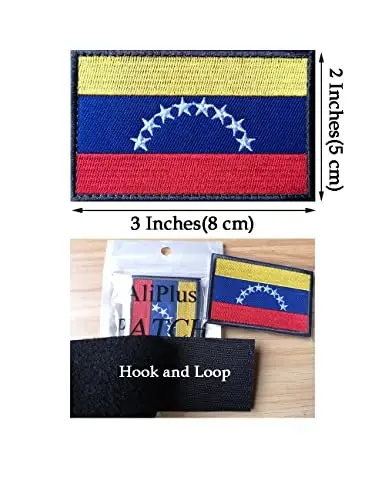 2 PCS AliPlus Venezuela Flag Patches Embroidered Tactical Military Morale Patch Applique Fastener Hook and Loop - 3