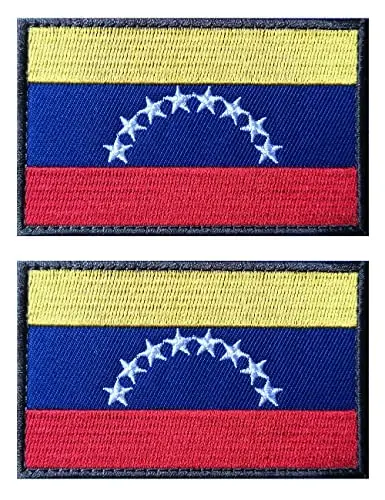 2 PCS AliPlus Venezuela Flag Patches Embroidered Tactical Military Morale Patch Applique Fastener Hook and Loop 