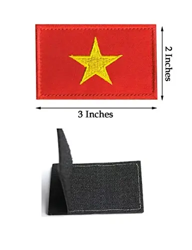 2 PCS AliPlus Vietnam Flag Patches Embroidered Tactical Military Morale Patch Applique Fastener Hook and Loop - 3