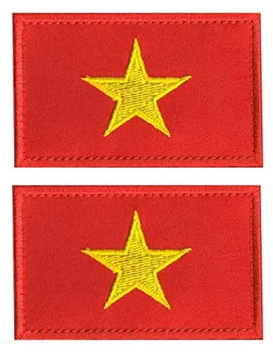 2 PCS AliPlus Vietnam Flag Patches Kashtado'z qilingan taktik harbiy axloqiy yamoq Applique Fastener Hook and Loop 