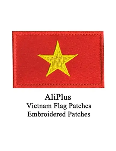 2 PCS AliPlus Vietnam Flag Patches Kashtado'z qilingan taktik harbiy axloqiy yamoq Applique Fastener Hook and Loop - 2