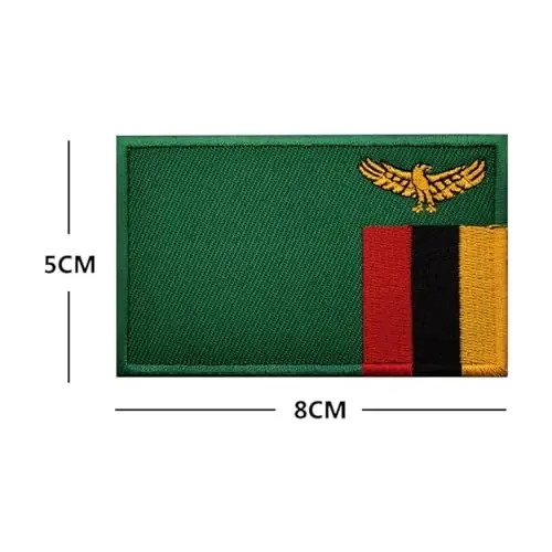 2 PCS AliPlus Zambia Flag Patch Embroidered Tactical Military Morale Patch Applique Fastener Hook and Loop - 4