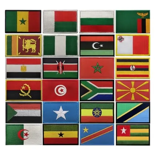 2 PCS AliPlus Zambia Flag Patch Embroidered Tactical Military Morale Patch Applique Fastener Hook and Loop - 5