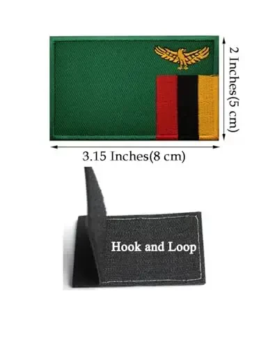 2 PCS AliPlus Zambia Flag Patch kashtasi taktik harbiy kayfiyat kashtasi ilovasi mahkamlagichi ilgak va halqa - 2