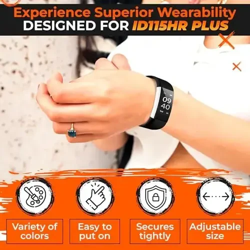 2 Pcs Fitness Tracker Id115plus Hr Replacement Band - Fitness Tracker Wrist Band Fitness Watch Bands Replacement - Fitness Tracker Bands Replacement Smart Watch Replacement Bands Replacement Wristband - 5