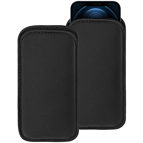 2 PCs Neoprene Cell Phone Sleeve Phone Pouch Compatible for Apple iPhone 15 14 Pro Max Galaxy S24 S23 Ultra S24+ S23 FE A55 A54 A15 A14 OnePlus 12 12R Pixel 8 7 Pro Nokia G310 (Medium, Black) - 1