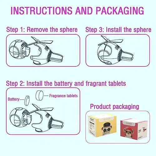 2 Pcs Pilot Car Air Freshener, Cute Duck Car Vent Clip Air Freshener Automotive Air Outlet Fan Diffuser, Automotive Interiors Vent Decoration (Bear+Bodun) - 6