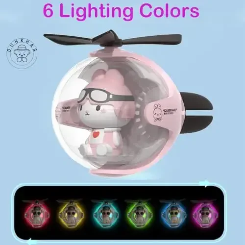 2 Pcs Pilot Car Air Freshener, Cute Duck Car Vent Clip Air Freshener Automotive Air Outlet Fan Diffuser, Automotive Interiors Vent Decoration (Cat+Rabbit - s) - 3