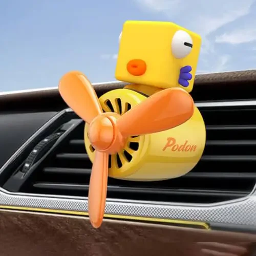 2 Pcs Pilot Car Air Freshener, Cute Duck Car Vent Clip Air Freshener Automotive Air Outlet Fan Diffuser, Car Interiors Vent Decoration (Bear+Bodun) - 2