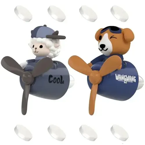 2 Pcs Pilot Car Air Fresheners, Cute Dog Car Vent Clip Air Freshener with 8 Fragrant Tablets Automotive Air Outlet Fan Diffuser, Car Interiors Vent Decoration (Dog+Sheep) - 1