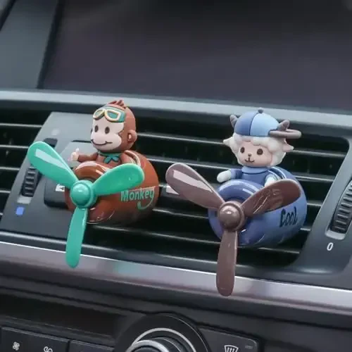 2 Pcs Pilot Car Air Fresheners, Cute Dog Car Vent Clip Air Freshener with 8 Fragrant Tablets Automotive Air Outlet Fan Diffuser, Car Interiors Vent Decoration (Dog+Sheep) - 4