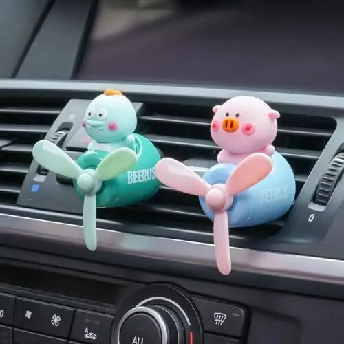 2 Pcs Pilot Car Air Fresheners, Cute Rabbit Car Vent Clip Air Freshener with 8 Fragrant Tablets Automotive Air Outlet Fan Diffuser, Car Interiors Vent Decoration (Rabbit+Pig) - 4