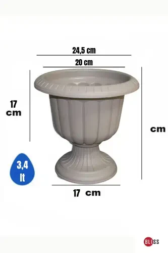 2 Pcs Set Narcissus Decorative Anthracite Color Pedestal Pot - Plastic Flower Pot-Set Anthracite - 1