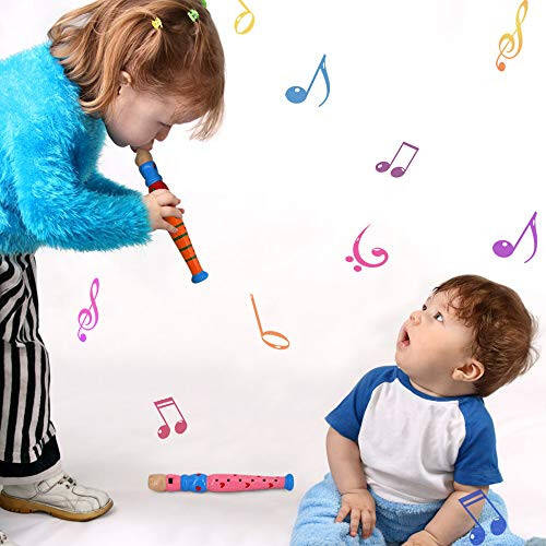 2 pcs Small Wooden Recorders for Toddlers, Colorful Piccolo Flute for Kids,Learning Rhythm Musical Instrument,Sealive Baby Early Education Music Sound Toys for Autism or Preschool Child (Random Color) - 3