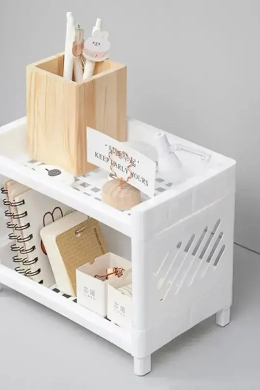 2 Pcs Venice 2 Tier Desktop Organizer Jewelry Makeup Shelf Office Organizer Bathroom Perfume Stand - 4