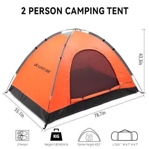 2 Person Camping Tent 4 Person Tents for Camping Windproof Tents for Camping Hiking Backpacking Traveling 2/3/4 Family People Tents for Camping Portable Tent with Carry Bag - 3