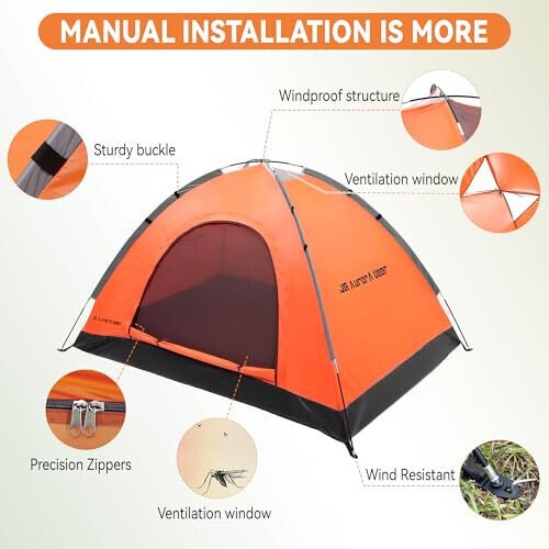 2 Person Camping Tent 4 Person Tents for Camping Windproof Tents for Camping Hiking Backpacking Traveling 2/3/4 Family People Tents for Camping Portable Tent with Carry Bag - 4
