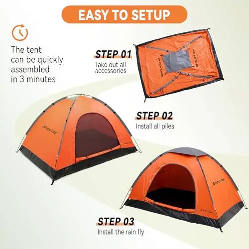 2 Person Camping Tent 4 Person Tents for Camping Windproof Tents for Camping Hiking Backpacking Traveling 2/3/4 Family People Tents for Camping Portable Tent with Carry Bag - 5